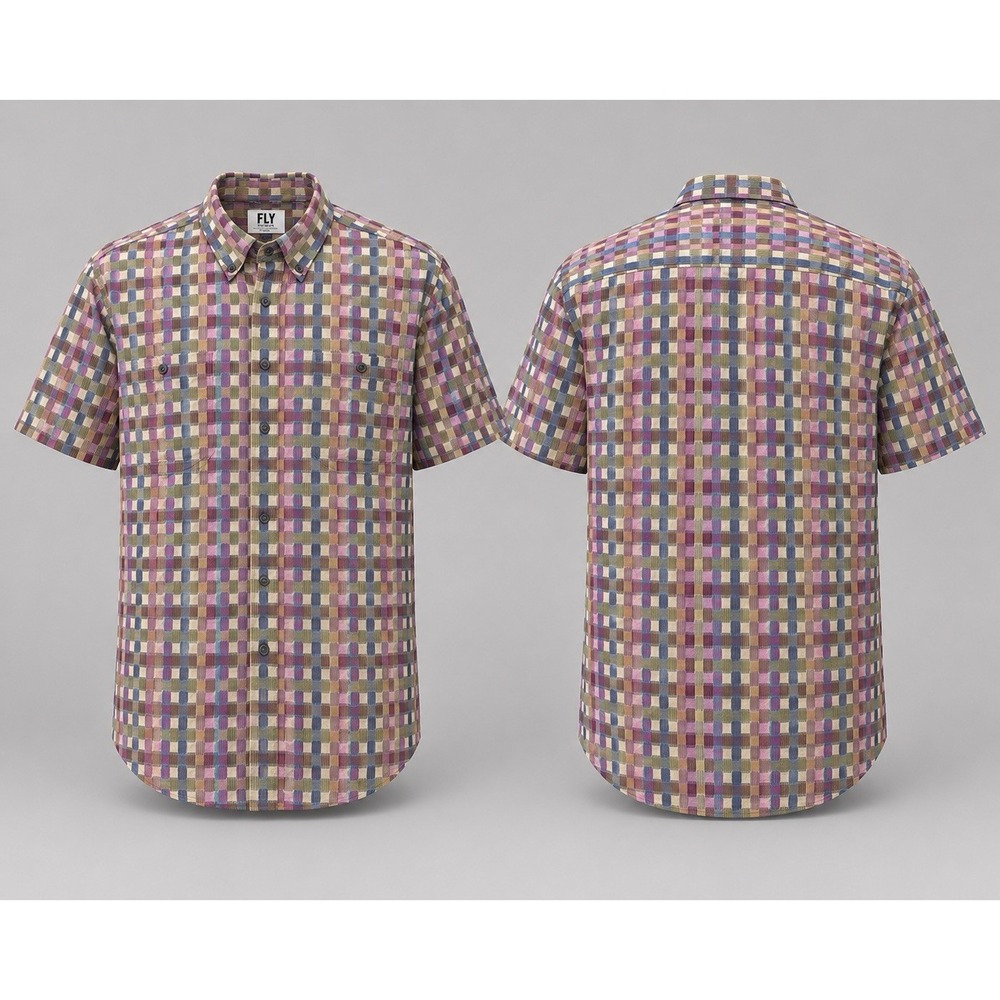 The Territory Ahead XXL Men's Short Sleeve Button Up Shirt Multi Color Check